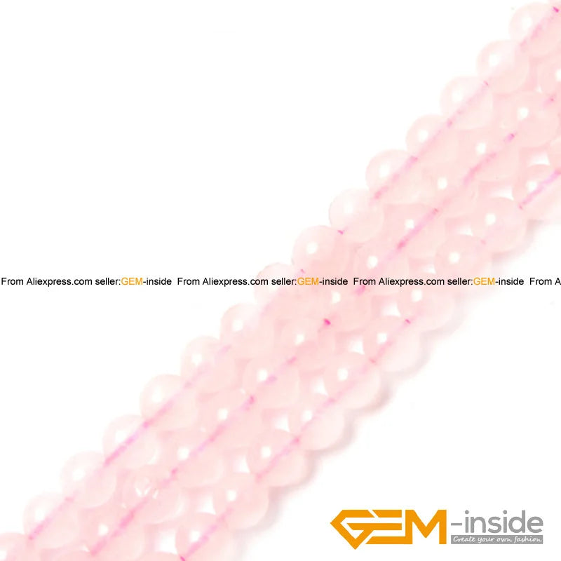Perles rondes lisses en pierre de quartz Rose naturel pour la fabrication de bracelets