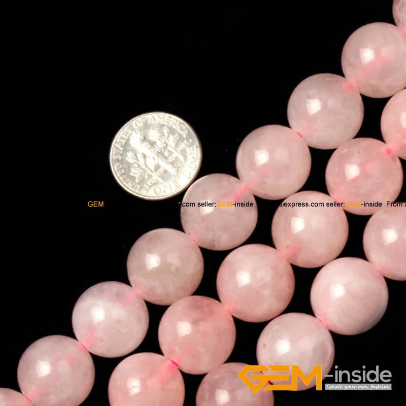 Perles rondes lisses en pierre de quartz Rose naturel pour la fabrication de bracelets