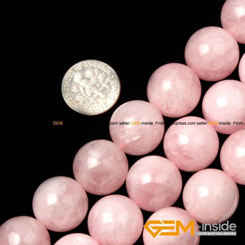 Perles rondes lisses en pierre de quartz Rose naturel pour la fabrication de bracelets
