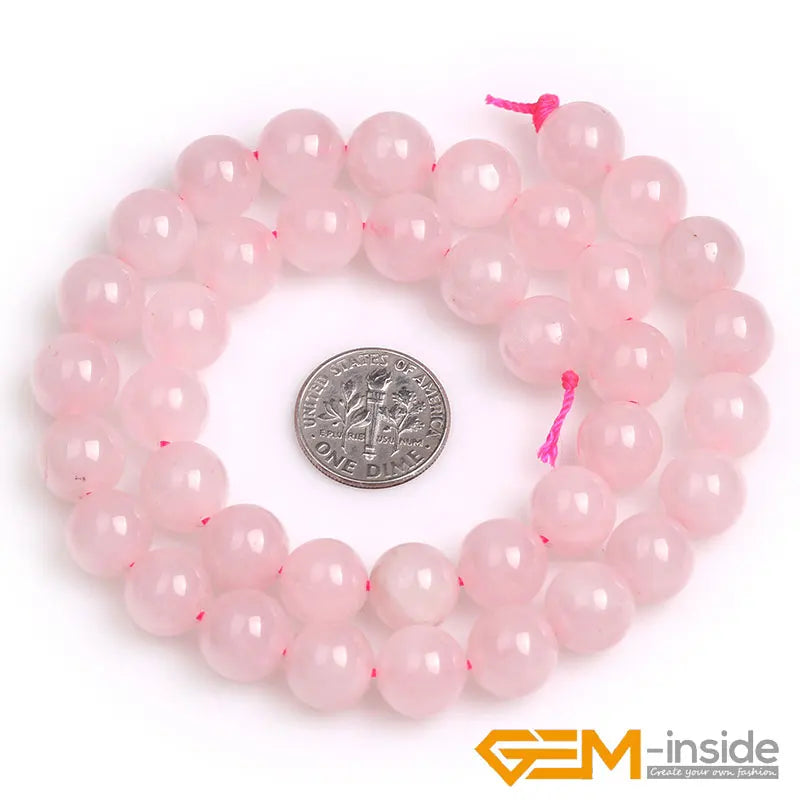 Perles rondes lisses en pierre de quartz Rose naturel pour la fabrication de bracelets