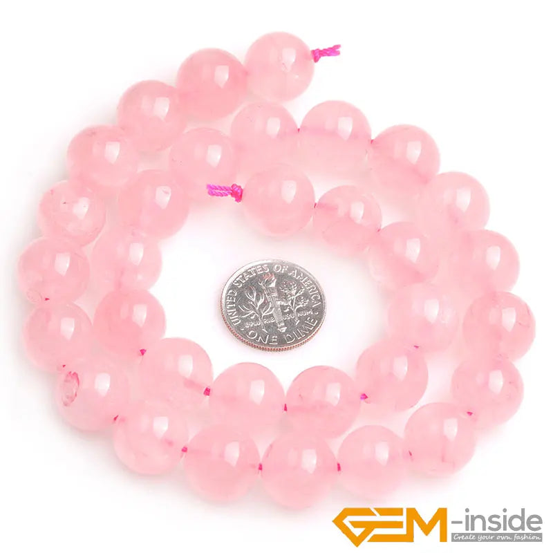 Perles rondes lisses en pierre de quartz Rose naturel pour la fabrication de bracelets