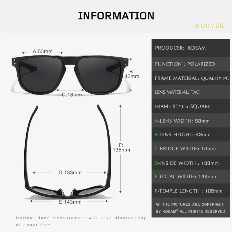 KDEAM-Lunettes de soleil polarisées légères, étui rigide inclus