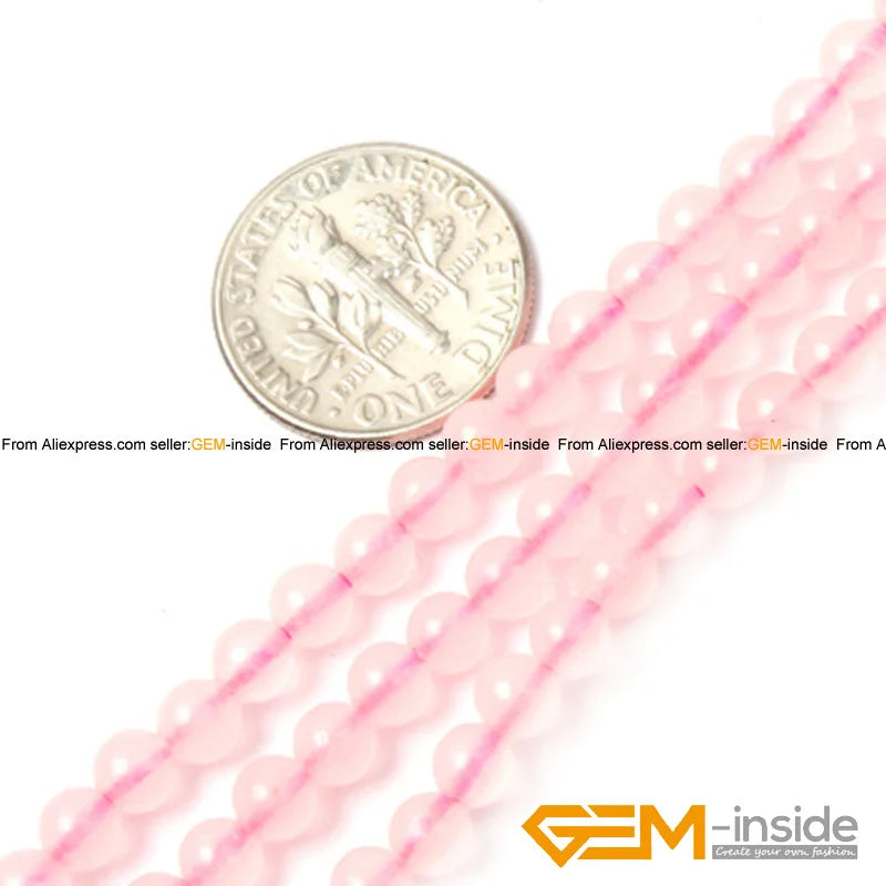 Perles rondes lisses en pierre de quartz Rose naturel pour la fabrication de bracelets