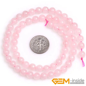 Perles rondes lisses en pierre de quartz Rose naturel pour la fabrication de bracelets