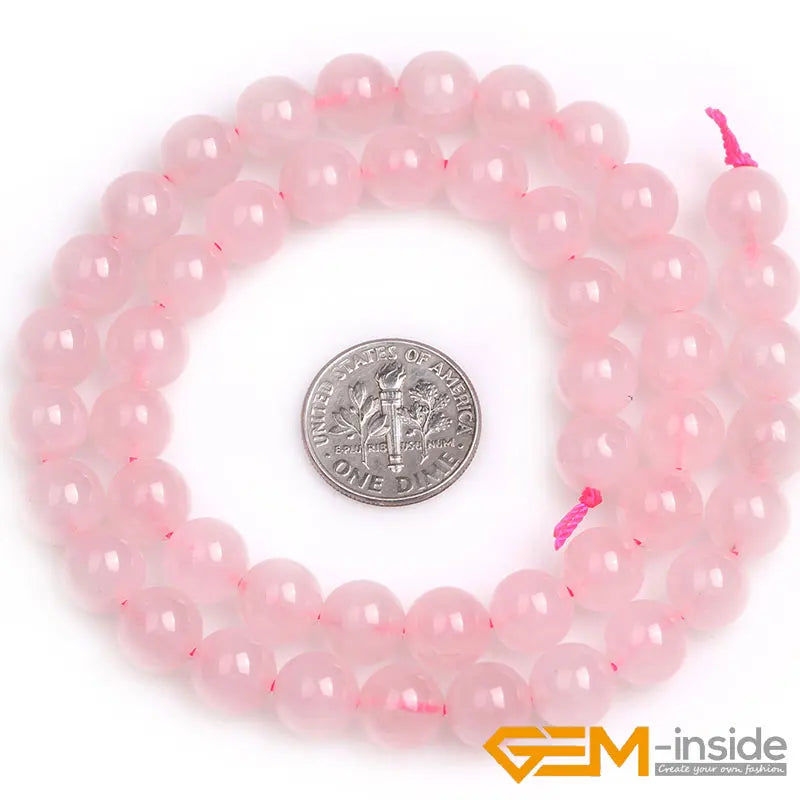 Perles rondes lisses en pierre de quartz Rose naturel pour la fabrication de bracelets