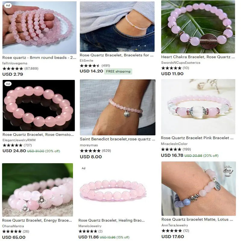 Perles rondes lisses en pierre de quartz Rose naturel pour la fabrication de bracelets