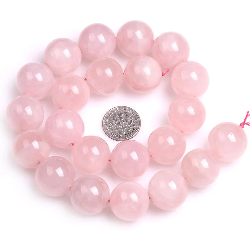 Perles rondes lisses en pierre de quartz Rose naturel pour la fabrication de bracelets
