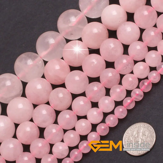 Perles rondes lisses en pierre de quartz Rose naturel pour la fabrication de bracelets