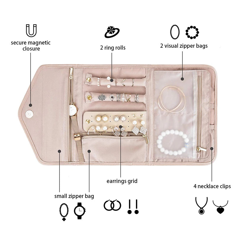 Sac à bijoux portable pliable pour femme
