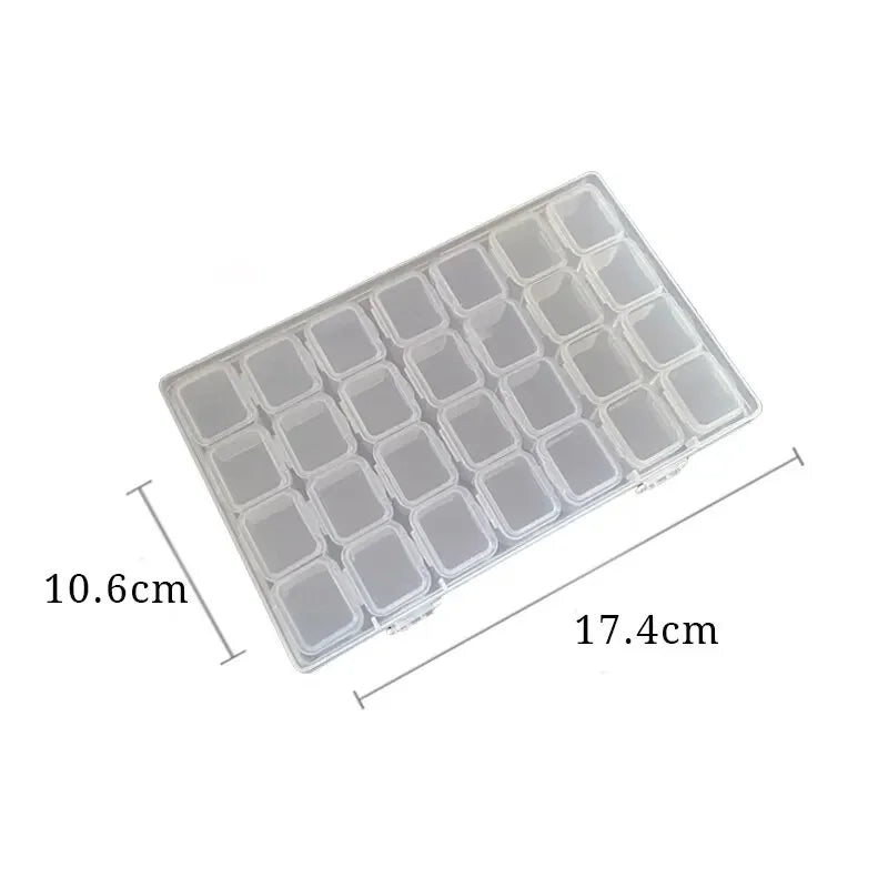 Boîte de rangement de bijoux en plastique à 28 grilles