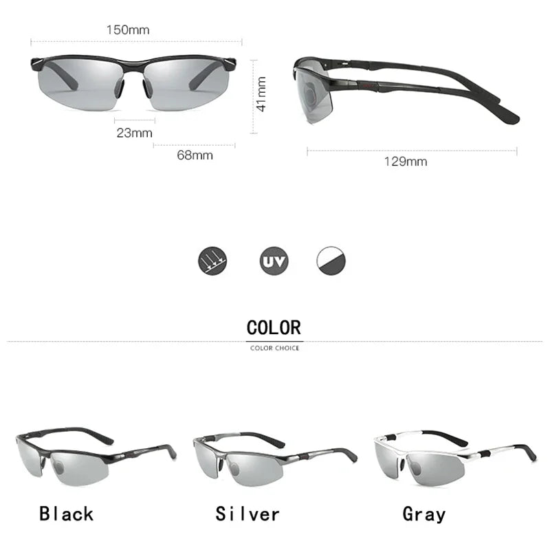 AORON – lunettes de soleil polarisées photochromiques en Aluminium