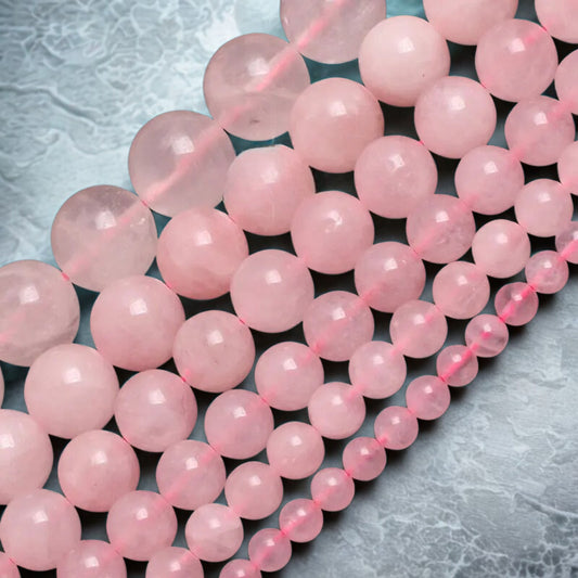 Perles rondes lisses en pierre de quartz Rose naturel pour la fabrication de bracelets